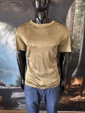 Men  s Versace SS Dark Gold Floral Print Rayon Crewneck Shirt Size 50 Mint 