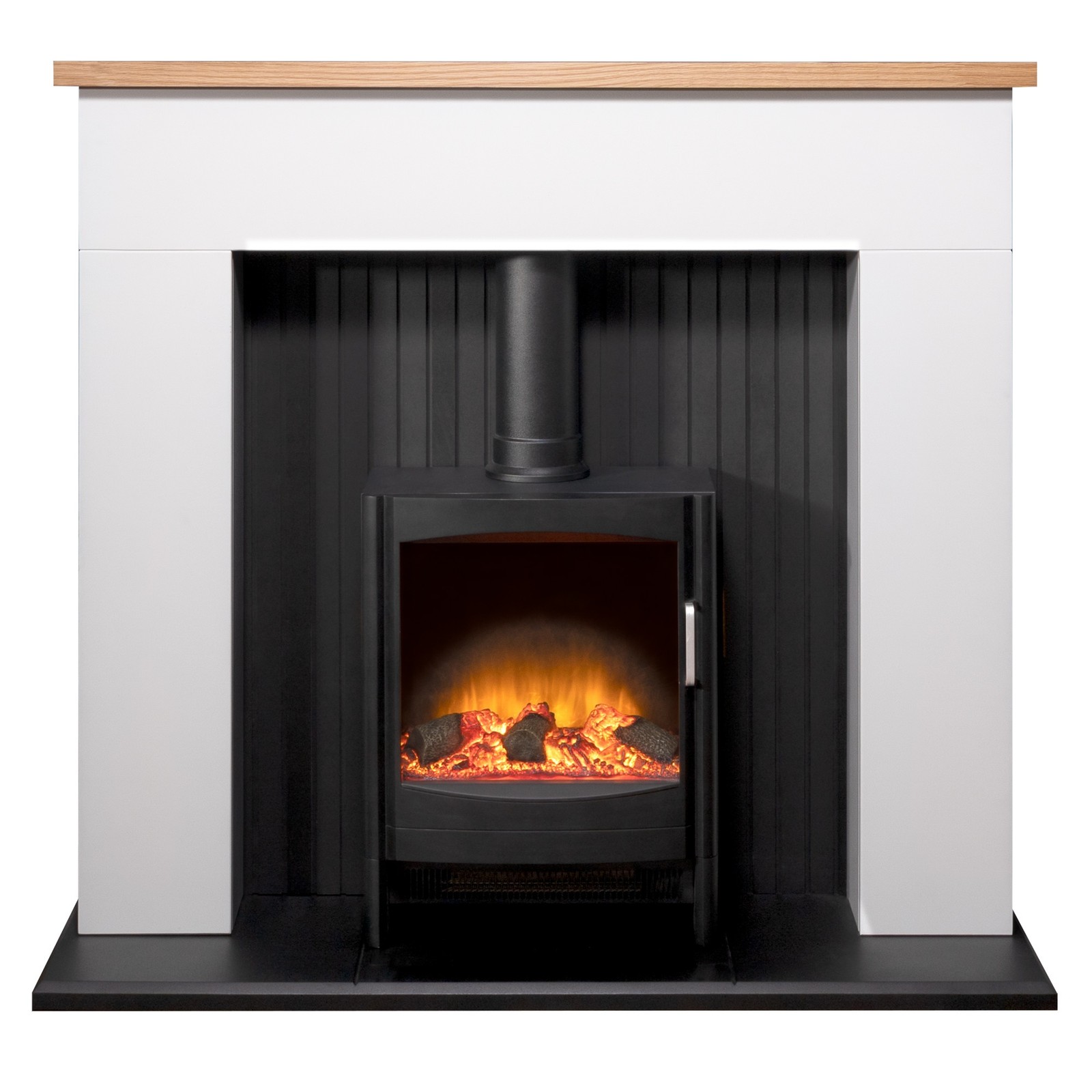 Adam Innsbruck Stove Fireplace in Pure White with Keston Electric Stove, 45 Inch