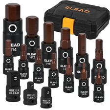 16-piece Metric Hex Bit Socket Set S2 Steel 2mm-14mm Allen Adapters 14 38