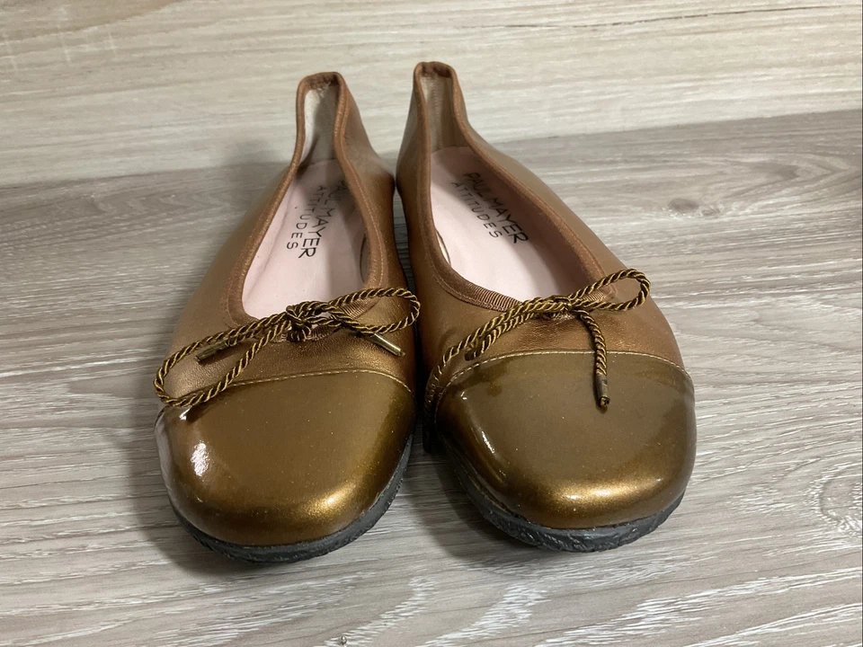 Paul Mayer Attitudes Ballet Pisos Oro Puntera Arco Detalle Mujer Talla 10 Foto 3 de 4