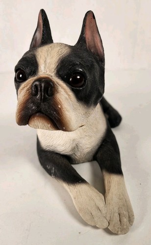 Vintage Sandicast 1985 Boston Terrier Dog 9.5" x 6" Sandra Brue Sculpt Figurine - Imagen 13 de 24