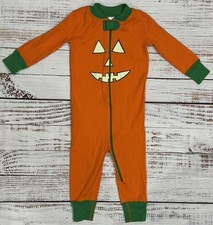 Hanna Andersson Halloween Pumpkin Face One-Piece Sleeper Sz 12-18 Months