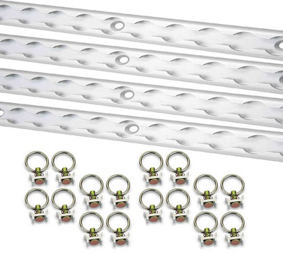 #ad 8#x27; L Track Powder Coated 4 amp; Stud w Stainless Steel Ring 16 Tie Down System $224.89