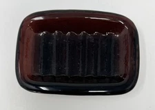 Fire and Light Hand Blown Recycled Glass Plum Soap Trinket Dish RARE