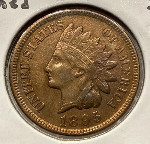 1895 Indian Head Cent Bronze 1C Penny Copper Coin - AU Detail Cleaned (U165)