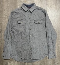 Vtg Woolrich Flannel Shirt Med Heather Gray Long Sleeve Button Up Chore Shacket