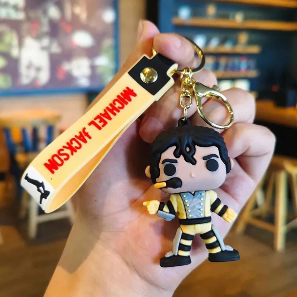 MICHAEL JACKSON 3D NOVELTY RUBBER KEYRING KEYCHAIN BACKPACK CAR HOUSE WORK KEYS - Image 4 of 4