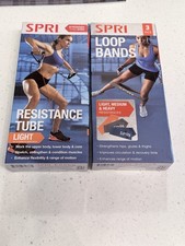 Home Workout SPRI Bundle : Light/Medium/Heavy loop band Light resistance tube