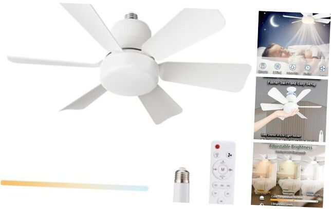 16.5 Inch Modern Screw Ceiling Fan with Light for Home