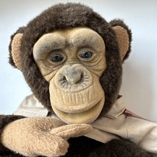 Vintage 1984 Hosung Chimpanzee Monkey Puppet Plush Pupped Flocked Face 24
