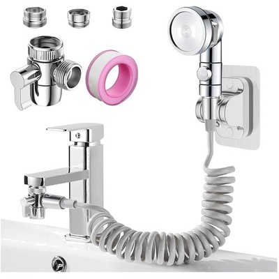 Handbrause Duschkopf Set 3 Modi Wasserhahn Verlängerung 3M Schlauch Chrom Grau
