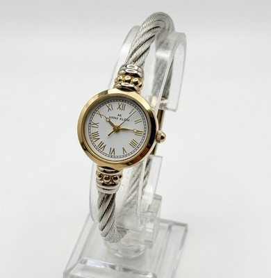 Anne Klein Womens Watch Two Tone Rope Bracelet Golden Indices New Battery Quartz