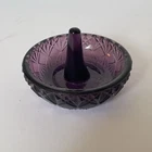 Vintage Fenton Art Glass Amethyst Purple Jewelry Wedding Ring Holder Display