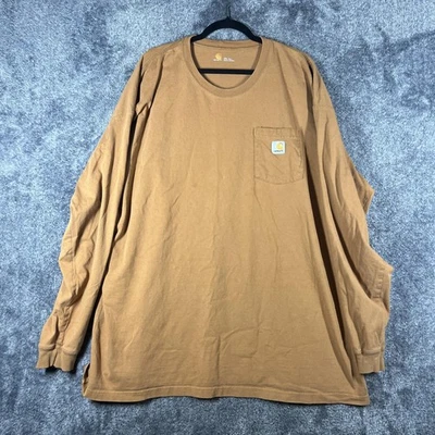 Carhartt Shirt Mens 3XLT Brown Heavyweight Pocket Long Sleeve Crew Neck Tagless - Image 1 of 4