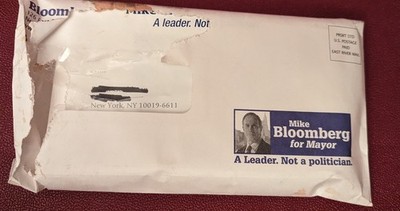 Campaign Mailer for Mike Bloomberg's Mayoral Campaign. Includes a VHS Tape 2001