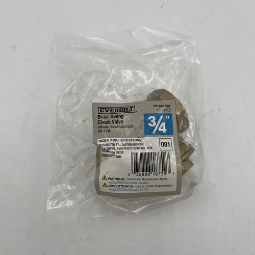 BRAND NEW!! Everbilt 3/4" Swing Check Valve - Brass FPT 101-004EB #081 FIP