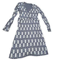 Boden Elodie Jersey Wrap Dress Women Size 10 Stretch Geometric Print Long Sleeve