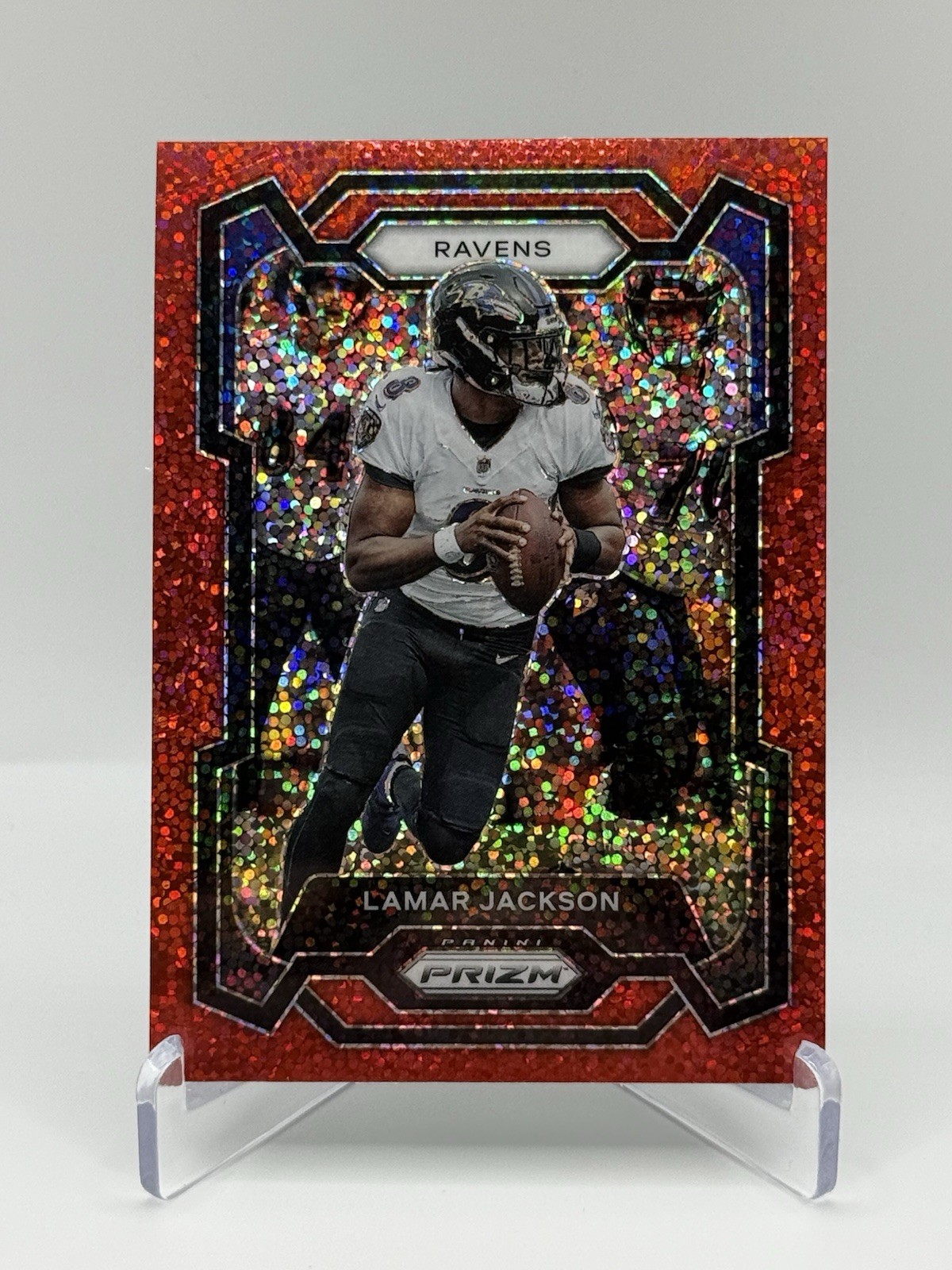 2023 Panini Prizm - Lamar Jackson #18 Red Sparkle Prizm