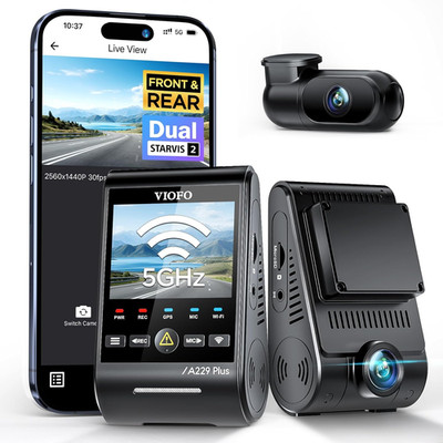 VIOFO A229 plus 2K + 2K Dual STARVIS 2, HDR Vorne Hinten Dashcam Auto, Sprachste
