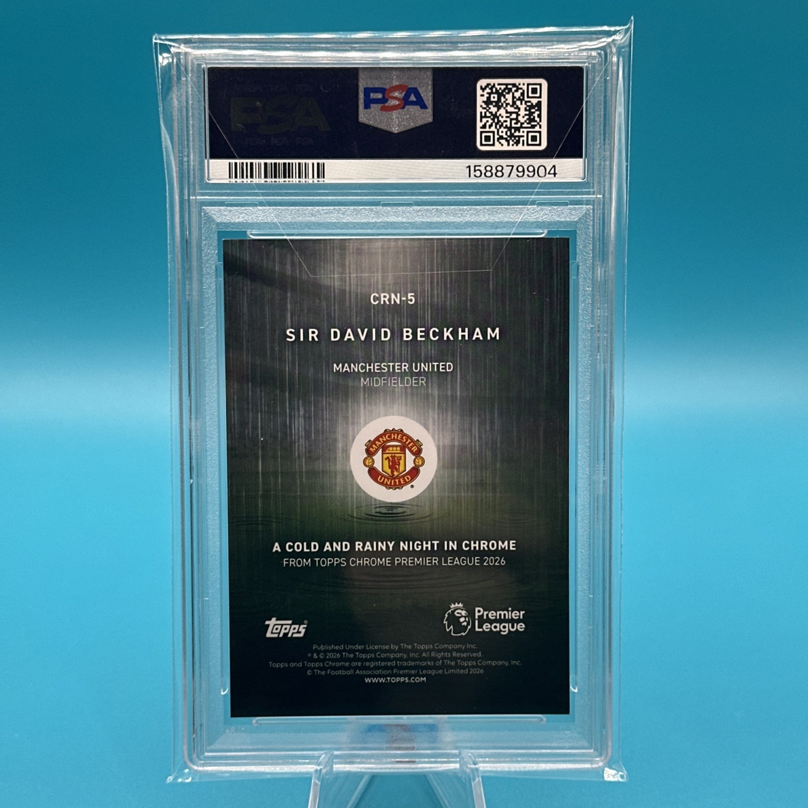 2025-26 TOPPS CHROME PL COLD & RAINY NIGHT BLACK SHIMMER /10 DAVID BECKHAM PSA 9 view 2