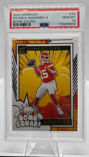 2024 Panini Donruss Patrick Mahomes II #33 Bomb Squad Chiefs PSA 10
