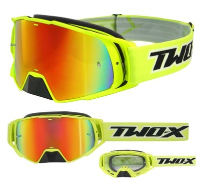 TWO-X Rocket MX Cross Goggle Protective Goggles Neon Yellow Iridium Mirrored