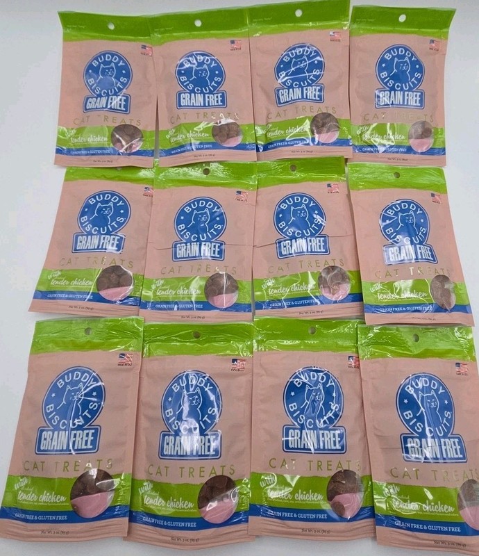 Cloud Star Grain Free Buddy Biscuits Cat Treats Tender Chicken 3oz Case Of 12