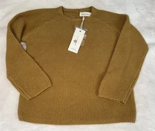NWT QUINCY MAE Toddler Size 2-3 Years Mustard Cotton Sweater Wooden Buttons