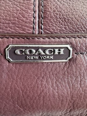 Coach Burgundy Pebbled Shoulder Bag with Logo, Zipper & Silver Hardware