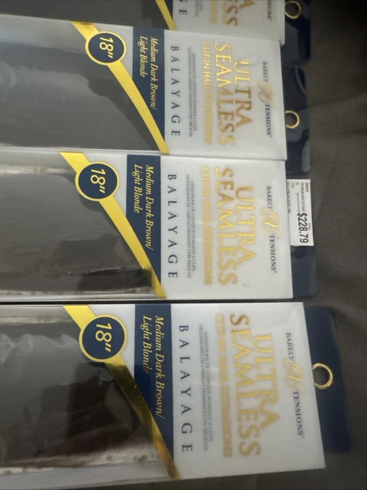 Bt 96 Ultra Seamless Clip In HumanHair Extensions Brown/Blonde Balayage 18” 5pc - Image 2 of 4