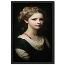 Classical Young Woman Portrait Framed Canvas Print Renaissance Wall Art