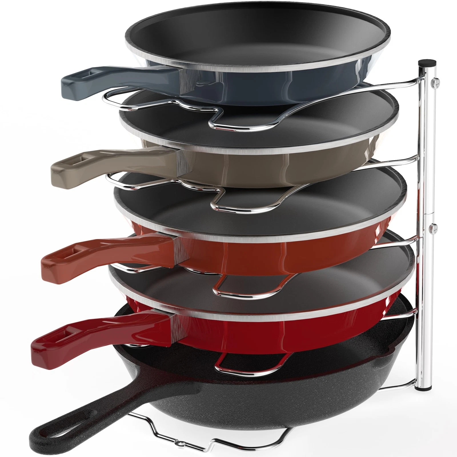 Cabinet Pantry Pot and Pan Organizer Holder Rack, Chrome