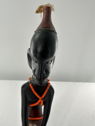 Hand Carved Kenyan Man playing Drums, 12" Tall - Picture 2 of 7