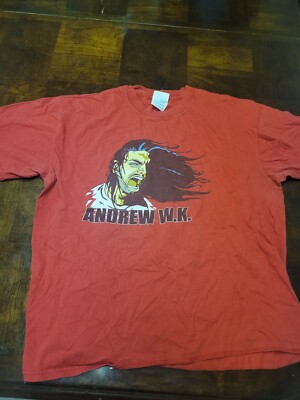 Vintage Andrew W.K. Band Music Rock RED Shirt Large Rare Party Hard
