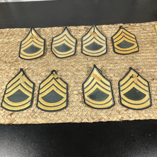 Army Master Sergeant E-8 Rank Gold on Green Chevron Patches 4 Pair - Male - Picture 2 of 2