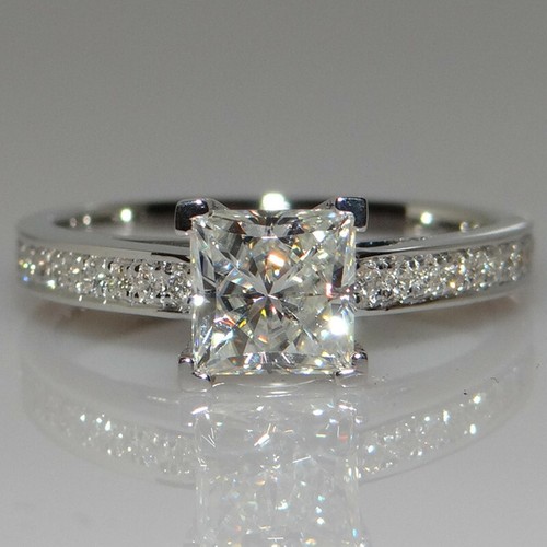 Handmade Princess Cut 1ct Engagement Cz Women's White Gold Filled Wedding Ring - Picture 8 of 19