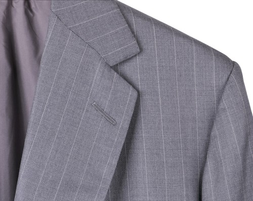 STEED Savile Row London hellgrau Nadelstreifen Wolle Anzug Jacke Mantel 38 R Bespoke - Bild 3 von 8