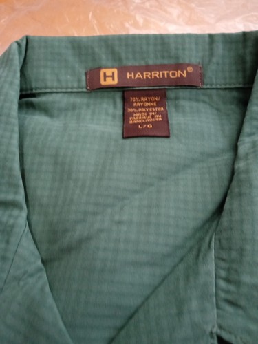 Harriton Short Sleeve Button Up Shirt Men's Size Large Palm Green Collared NEW