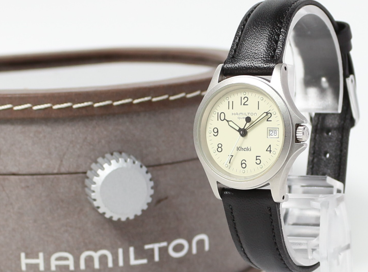 Near MINT w/case] Hamilton Khaki 9771B 27mm Ivory Dial Quartz
