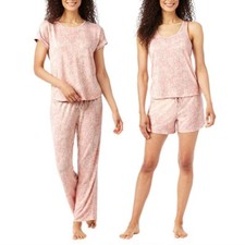 NEW Lucky Brand Womens Pajamas Hacci Pink Floral Paisley PJ Set 4-Piece Stretch