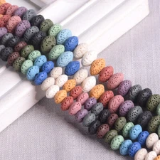 1 Strand Rondelle 8x5mm 10x6mm Natural Volcano Lava Stone Beads Lot DIY Jewelry