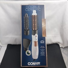 CONAIR Double Ceramic 3-in-1 Hot Air Brush, Dry as You Style White A1