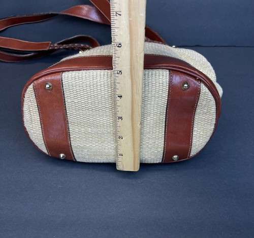 Zaino donna Dillards pelle tessuto cotone beige/marrone MADE IN ITALY - Foto 12 di 15