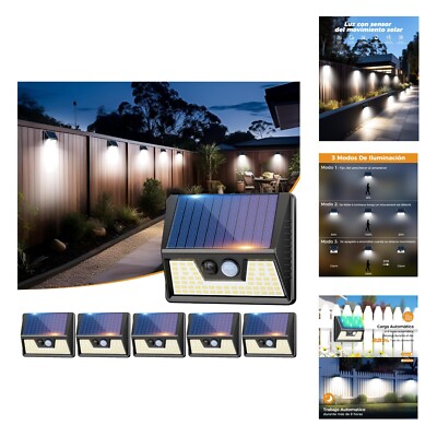 Solar Lights for Outdoor Use with Motion Sensor, 6 Pieces, 3 Modes, LED, Supe...
