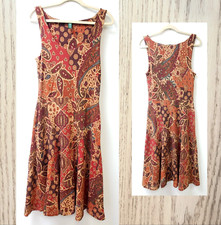 Lauren Ralph Lauren Dress,XS~Modal Cotton stretch SLEEVELESS Paisley,below knee