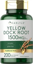 Yellow Dock Root | 1500mg | 200 Capsules | Non-GMO, Gluten Free | by Carlyle