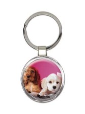Dogs : Gift Round Keychain Pet Animal Puppy Cute Funny Pink Canine Pets
