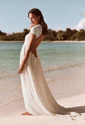 Free People Maxi Dress Women Serenity Ivory Cut Out Pocket Boho Vacay Small  NWT | eBay