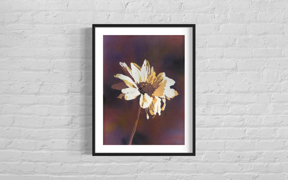 Watercolor painting sunflower floral home artwork fine art home decor (print) - Image 4 of 4