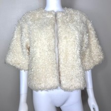 Vintage 1960s Cropped Cream Faux Fur Coat 60s Country Set Mod Boho Festival